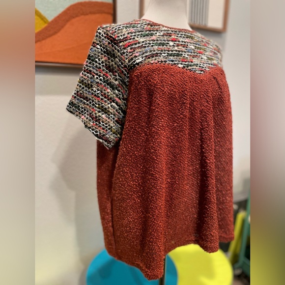 bluehaven | knit trapeze shirt | large | rust and multi-color - Picture 1 of 13